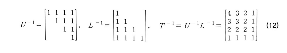 U, L, T의 역행렬, 식 (12) (p.125)
