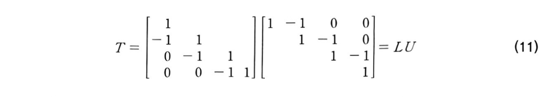 T의 LU 분해, 식 (11) (p.125)